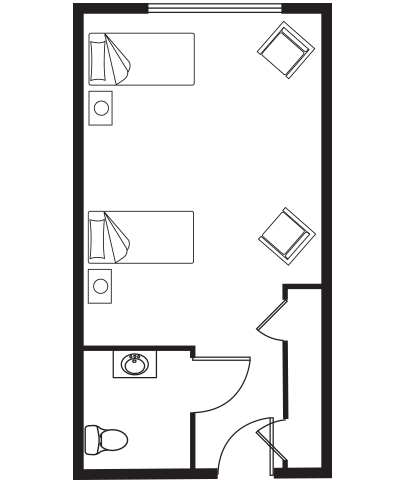 Skilled Nursing Semi-Private Suite B Floor Plan