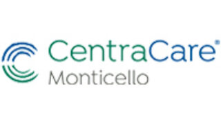 CentraCare Monticello logo with a blue and green circular emblem and the organization name in blue, green, and gray text.