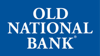 Old National Bank logo with white text on a blue background framed by gold and gray bands.