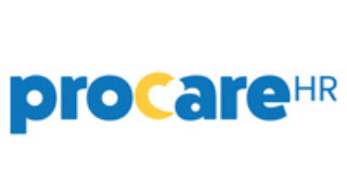 ProCare HR logo with blue lowercase lettering and a yellow circular accent integrated into the company name.